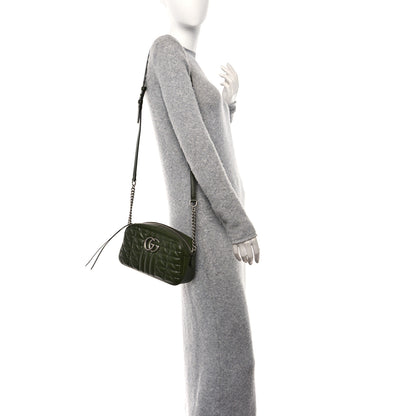 Gucci Calfskin Matelasse Aria Small GG Marmont Chain Shoulder Bag Military Wood 2 of 11
