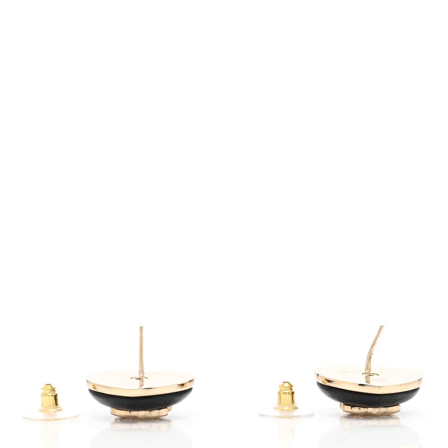 Lambskin CC Heart Earrings Black Gold