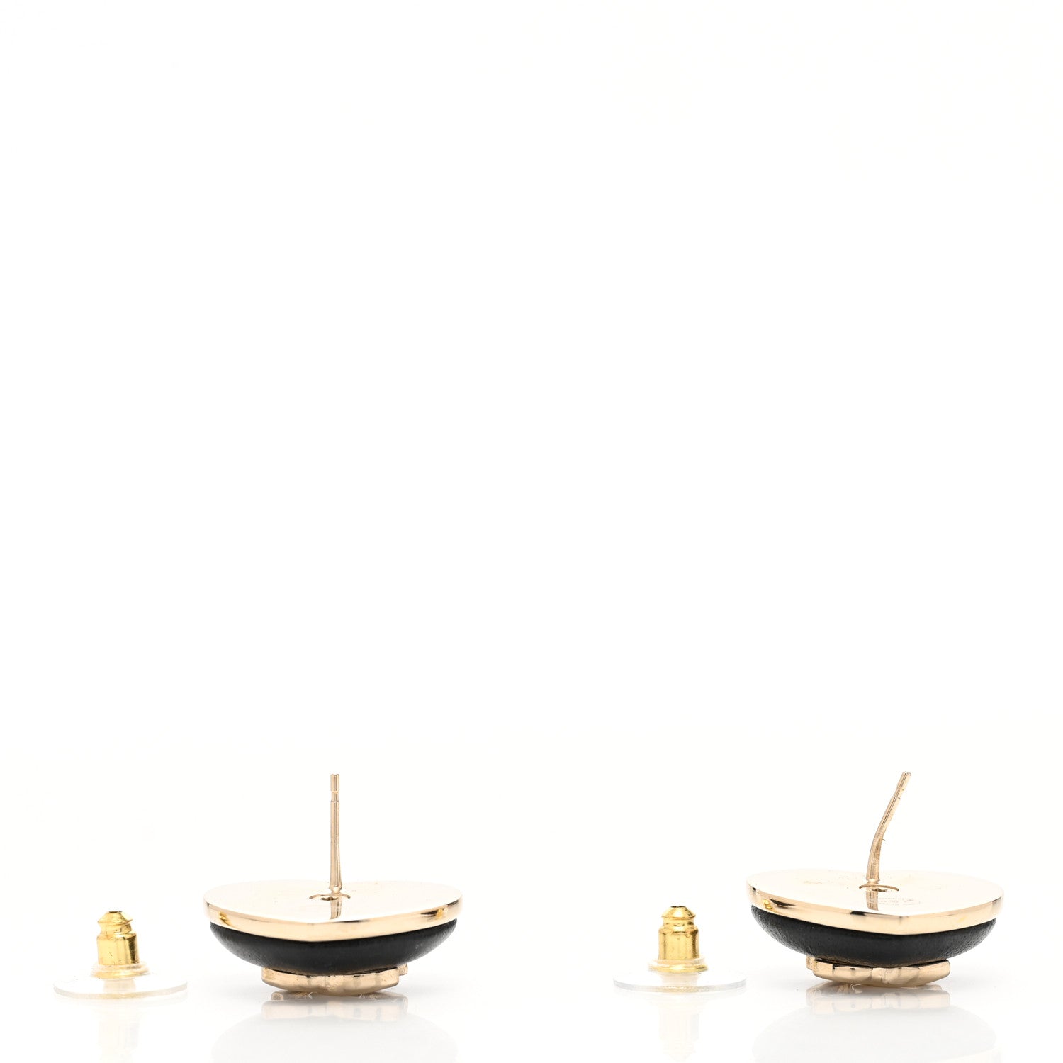 Chanel Lambskin CC Heart Earrings Black Gold 3 of 4