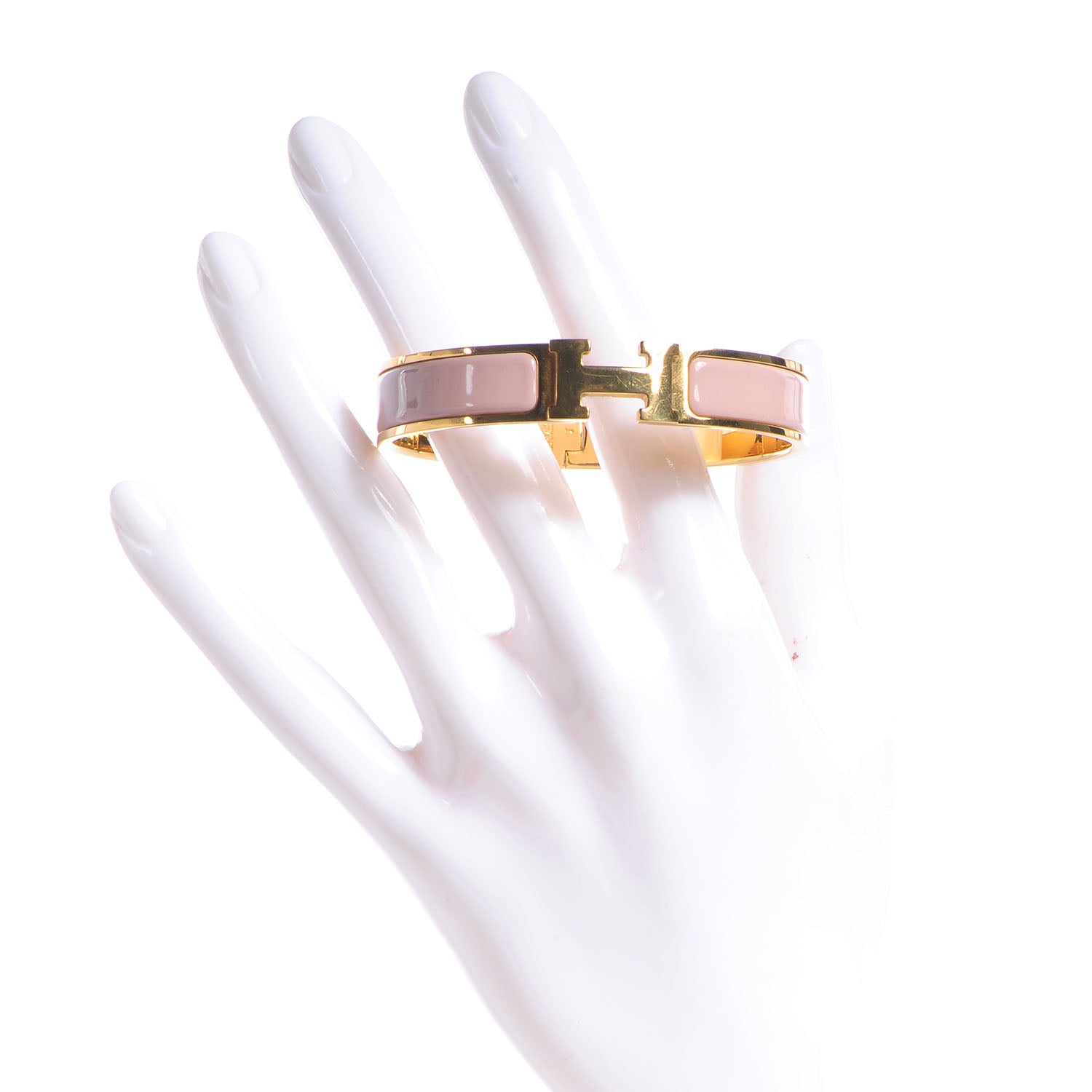 Hermes Narrow Enamel Clic Clac H Bracelet PM Rose Poudre 2 of 5
