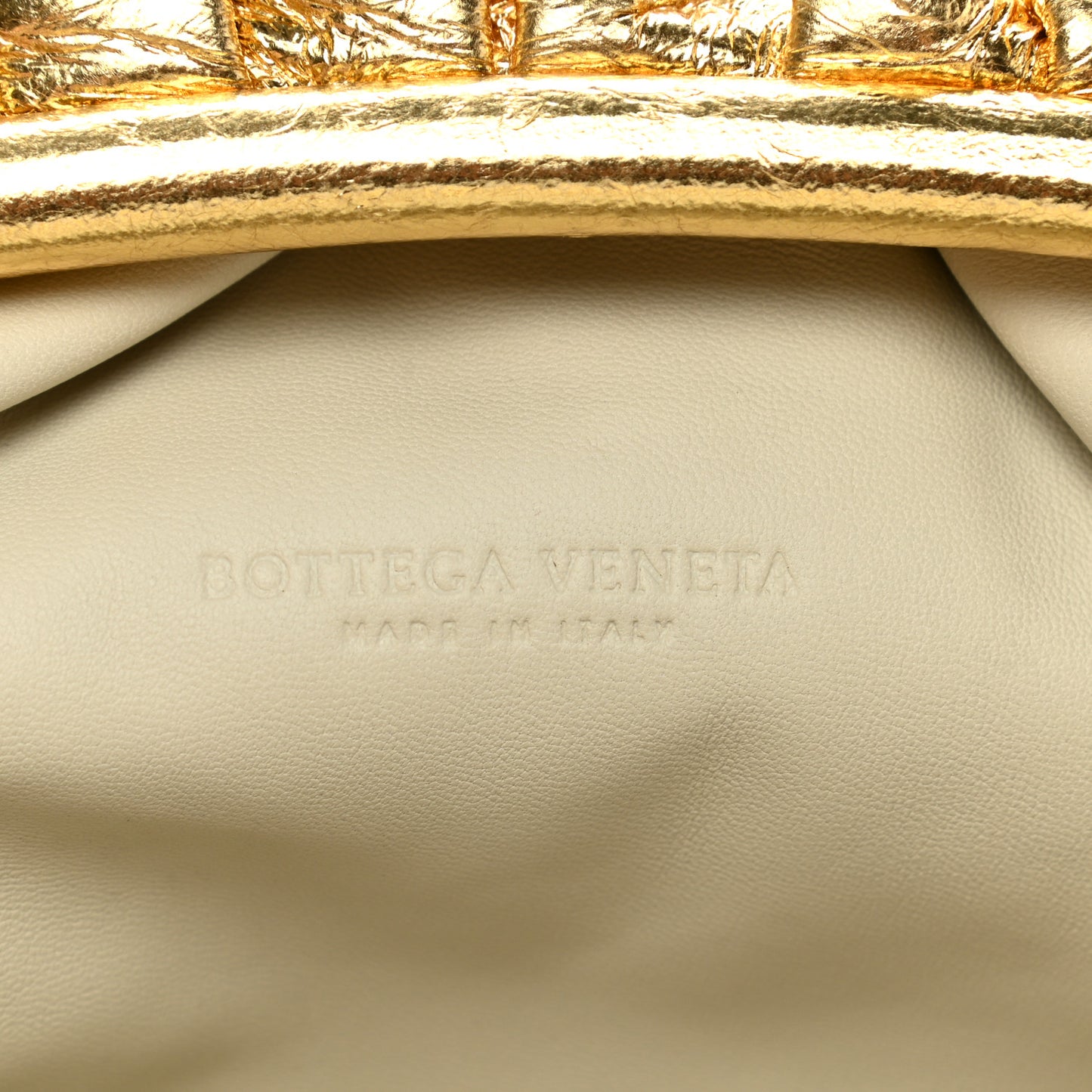 Metallic Crinkled Lambskin The Pouch Oversized Clutch Oro