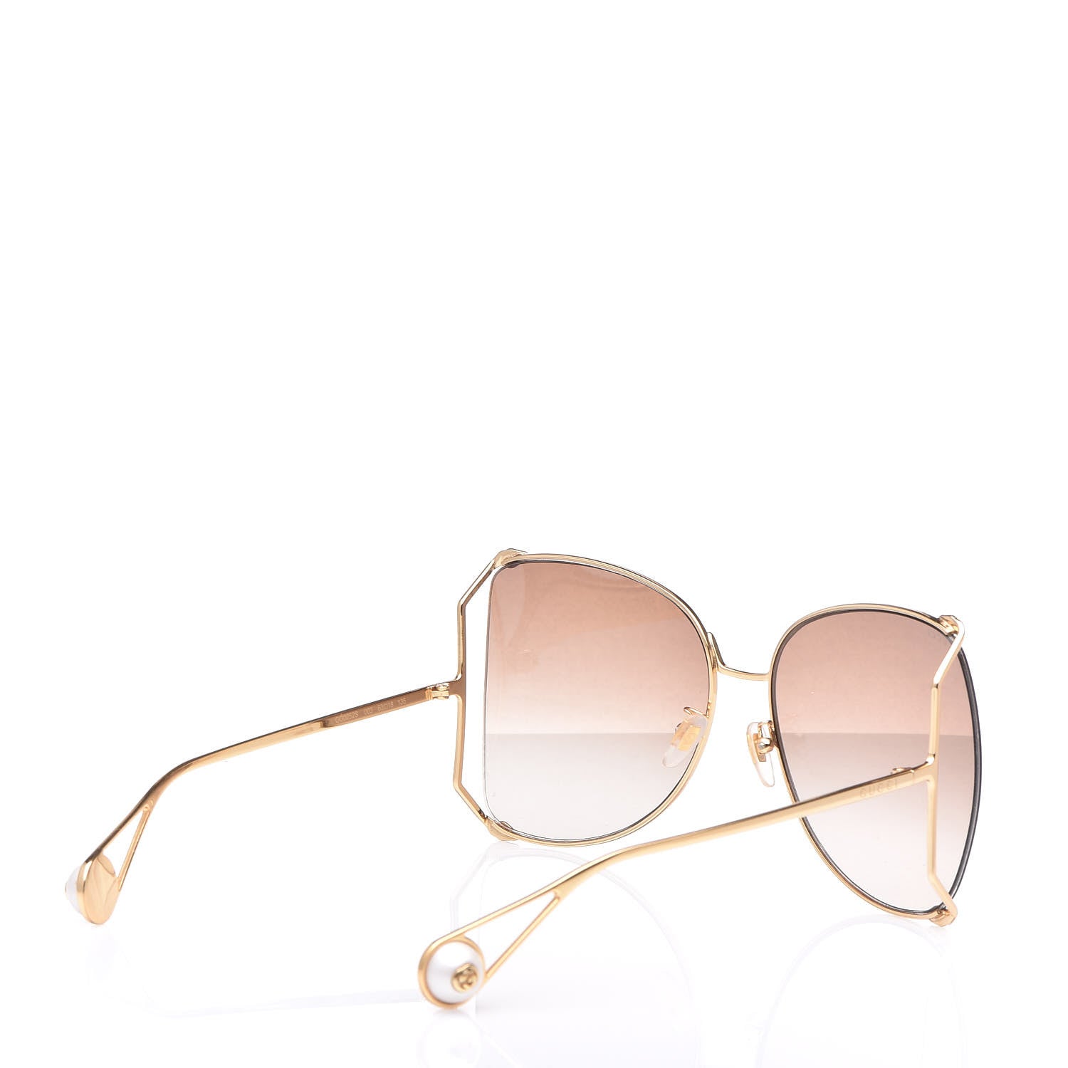 Gucci Oversized Round Sunglasses GG0252S Gold Brown 4 of 5