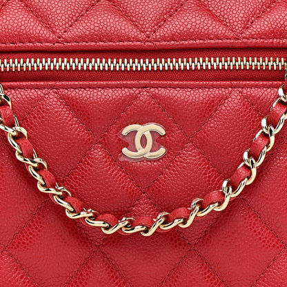 Chanel Caviar Quilted Top Handle Slim Vanity With Chain Red 8 of 11