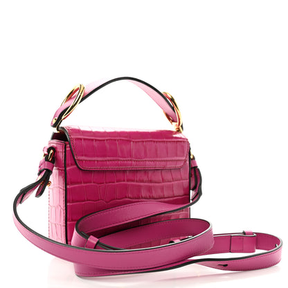 Chloe Calfskin Crocodile Embossed Mini C Double Carry Graphic Pink 3 of 12