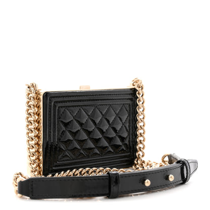 Chanel Patent Calfskin Boy Minaudiere Black 3 of 11