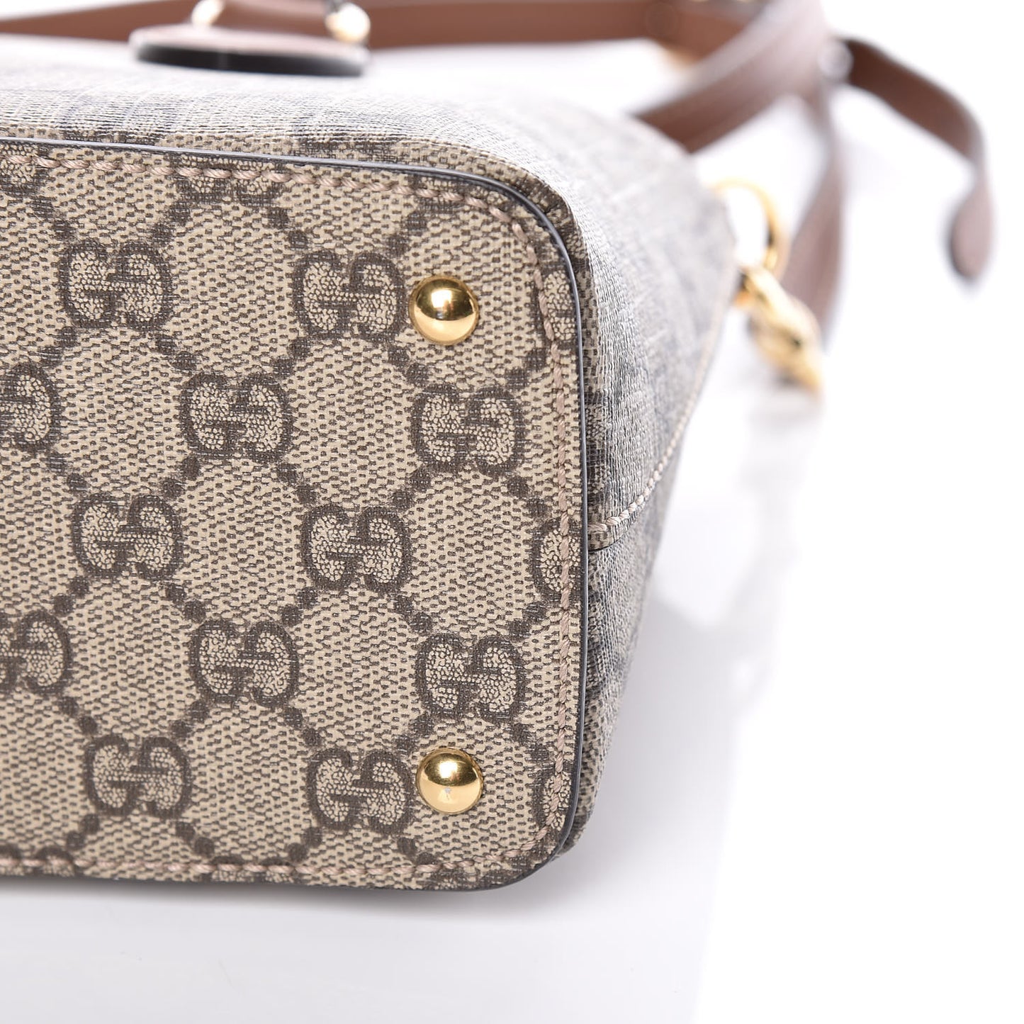 GG Supreme Monogram Mini Zip Top Tote Beige Tuscany