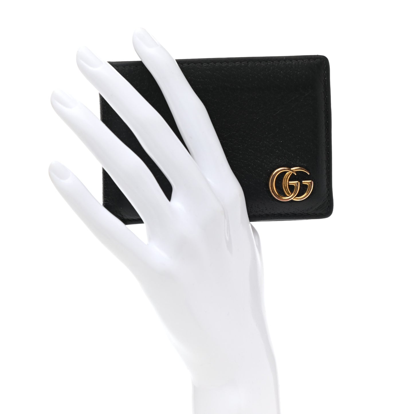Calfskin Boar Effect GG Marmont Bi-Fold Wallet Black