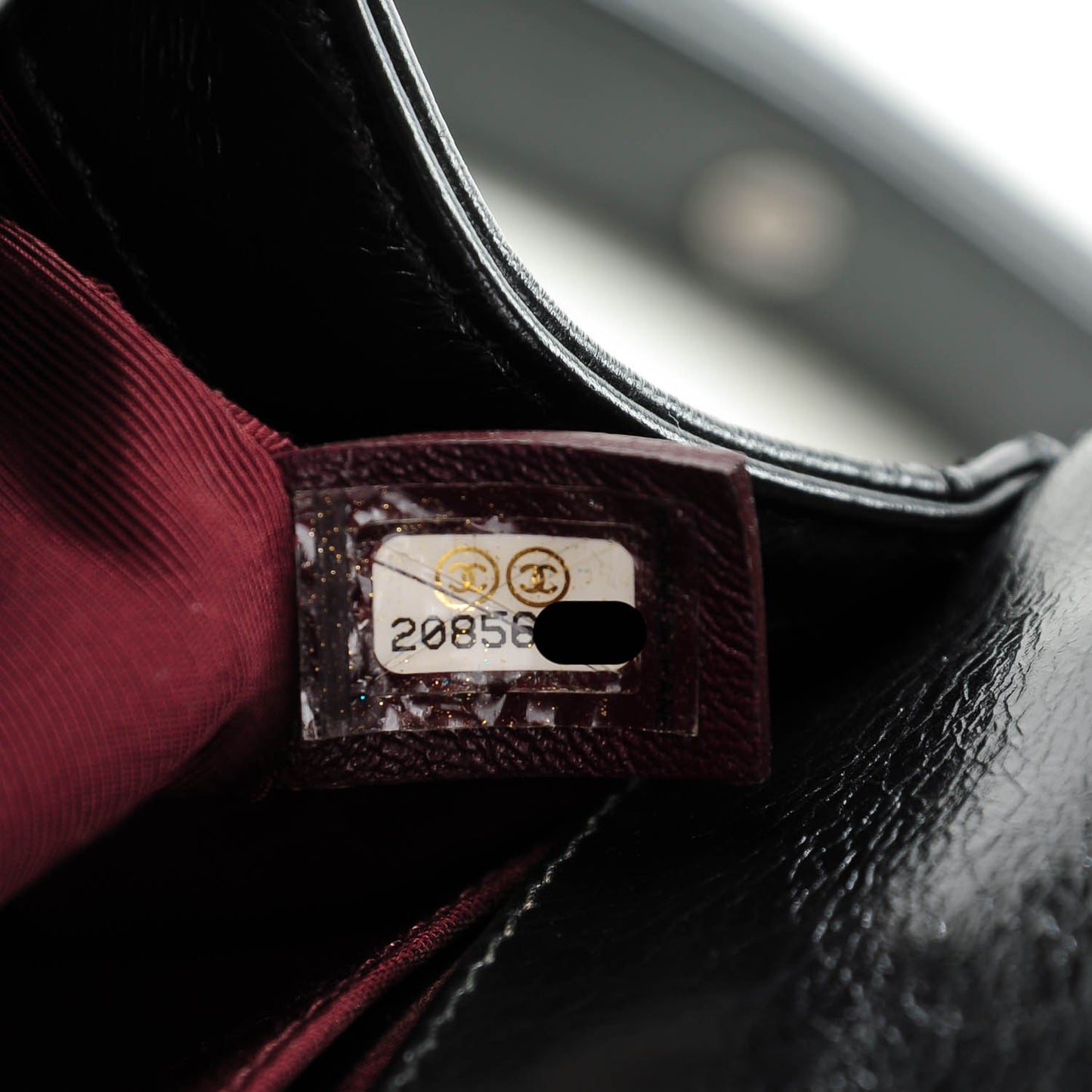 Glazed Calfskin Small Boy Chained Flap Black