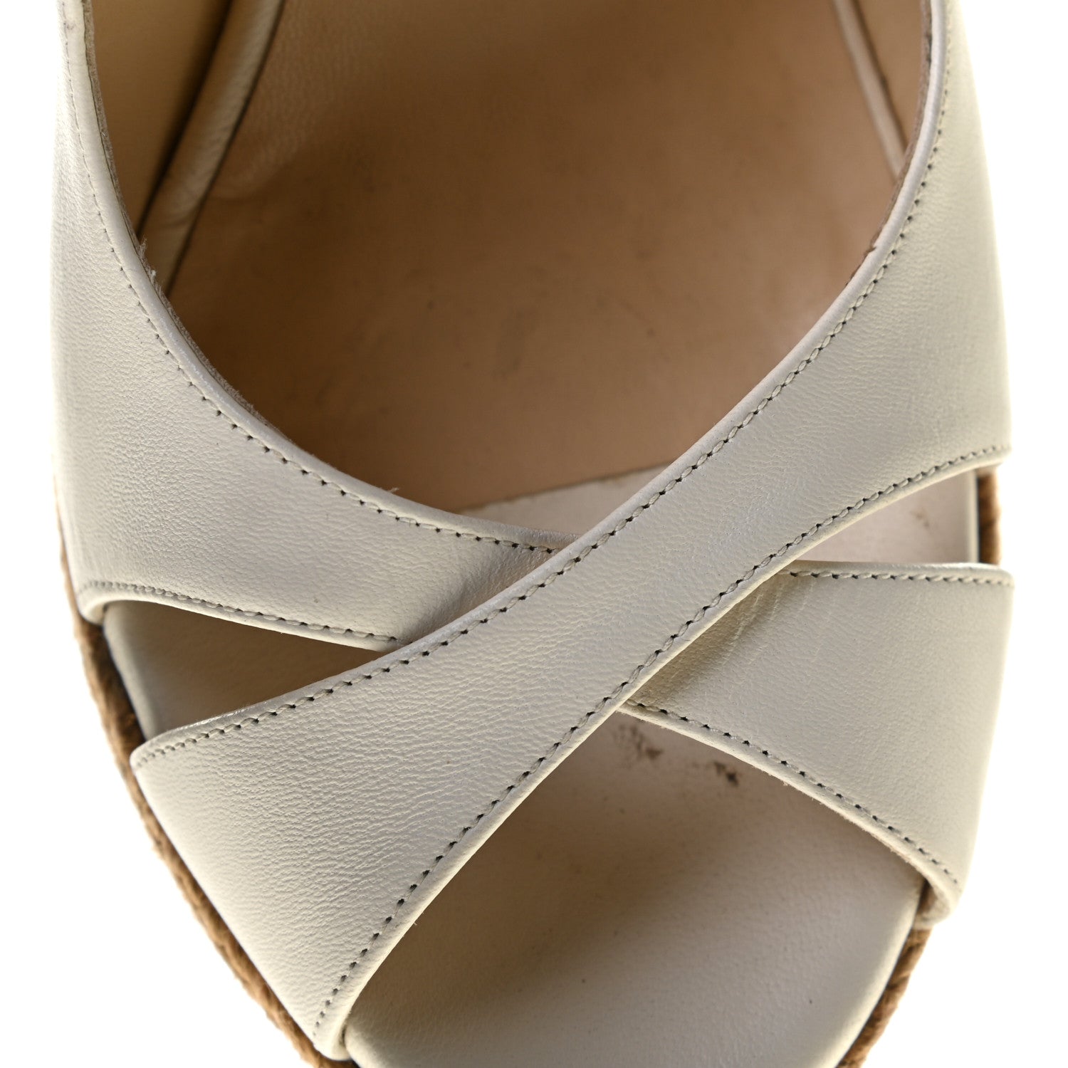 Jimmy Choo Nappa Cork Braided Amely 105 Wedge Sandals 40 Chalk 14 of 15