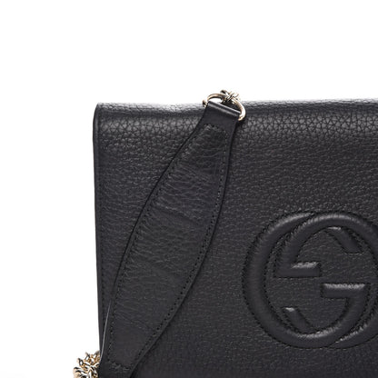 Gucci Pebbled Calfskin Soho Wallet on Chain Black 7 of 11