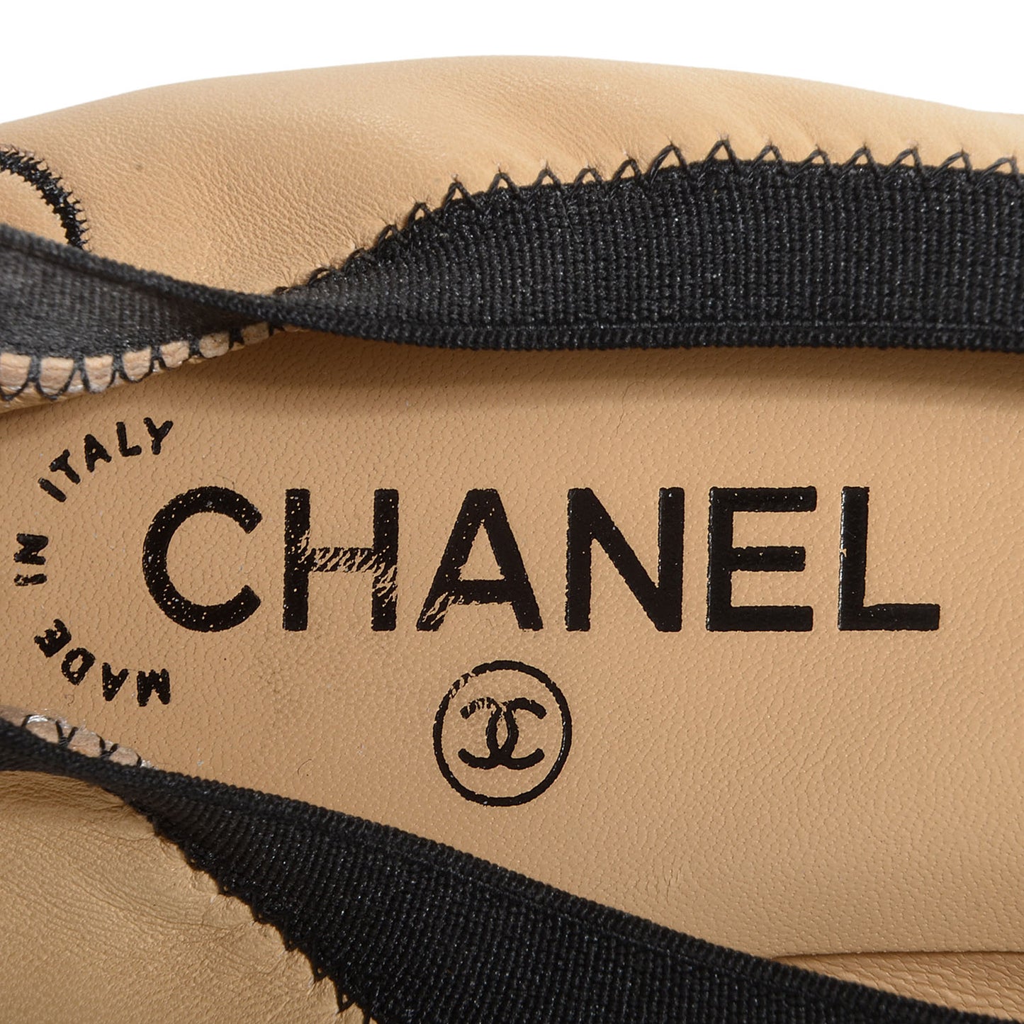 Lambskin Cap Toe Ballerina Flats 37.5 Black Beige