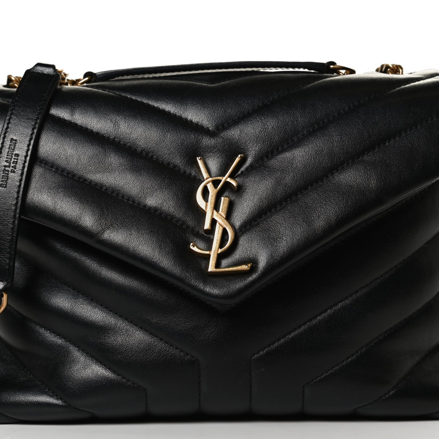 Calfskin Y Quilted Monogram Small Loulou Chain Satchel Black