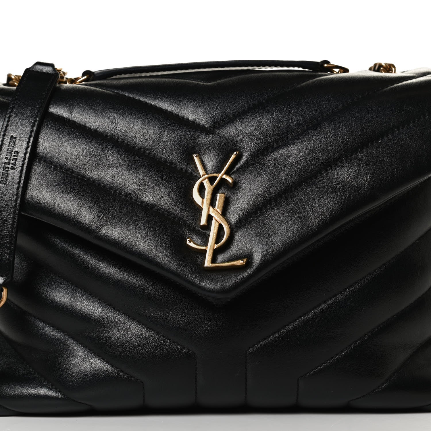 Saint Laurent Calfskin Y Quilted Monogram Small Loulou Chain Satchel Black 7 of 11