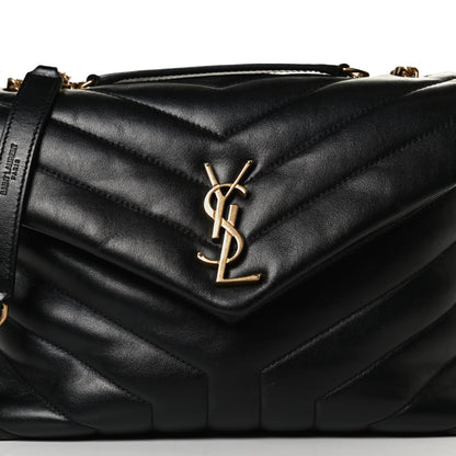 Saint Laurent Calfskin Y Quilted Monogram Small Loulou Chain Satchel Black 7 of 11