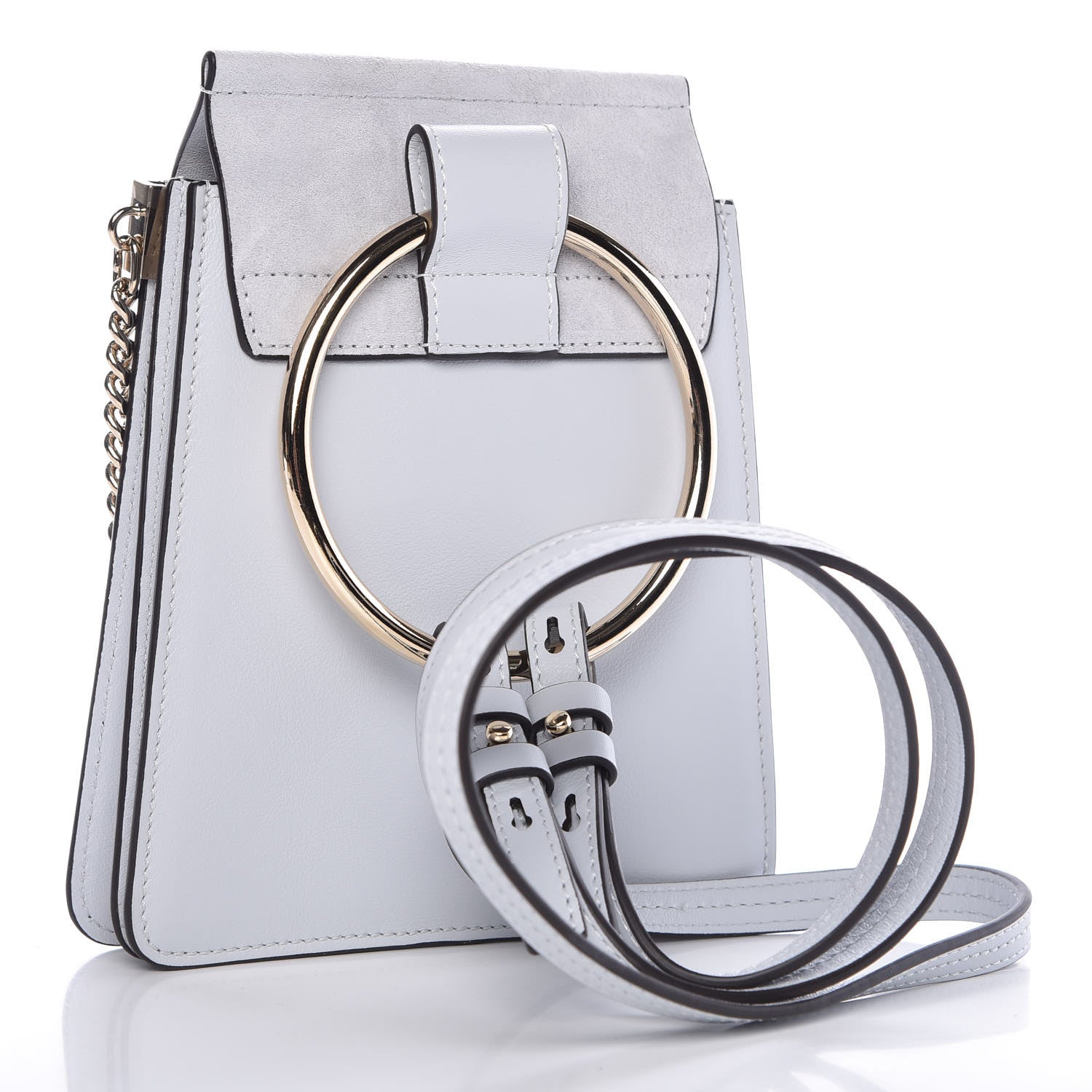 Chloe Suede Calfskin Mini Faye Bracelet Bag Light Cloud 3 of 10