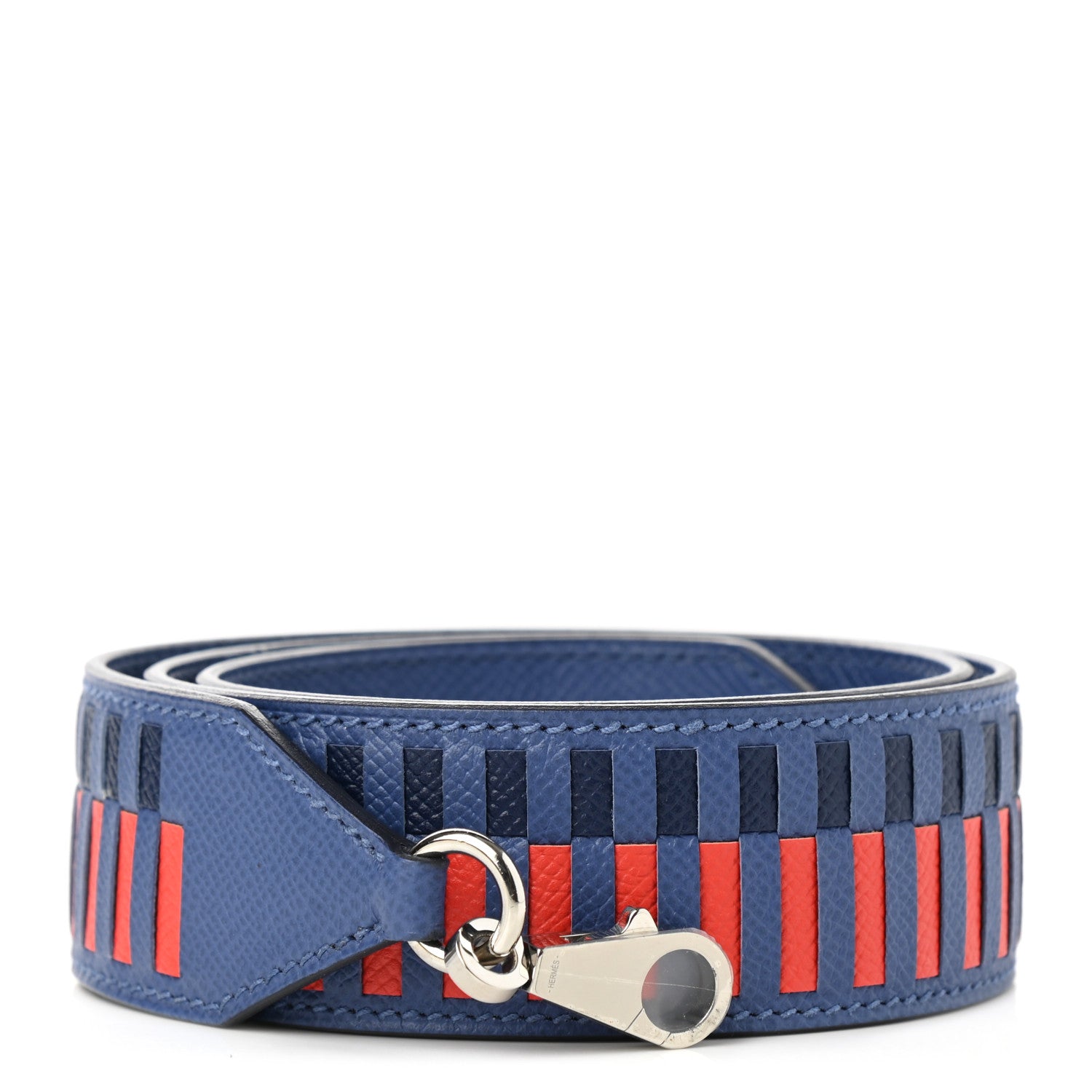 Hermes Epsom 40mm Tressage Shoulder Strap Bleu Brighton Capucine Bleu Saphir 1 of 6