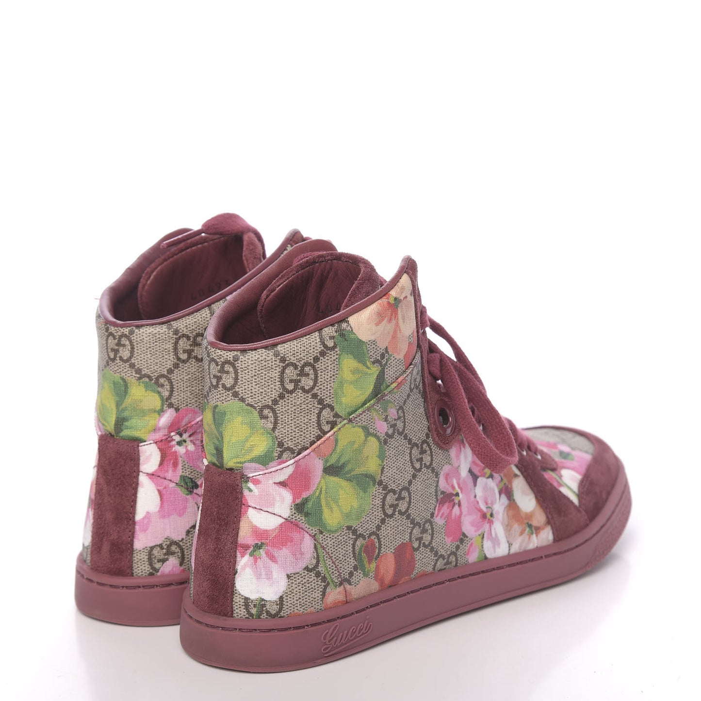 GG Supreme Monogram Blooms Womens High Top Sneakers 37 Beige Multicolor Dry Rose