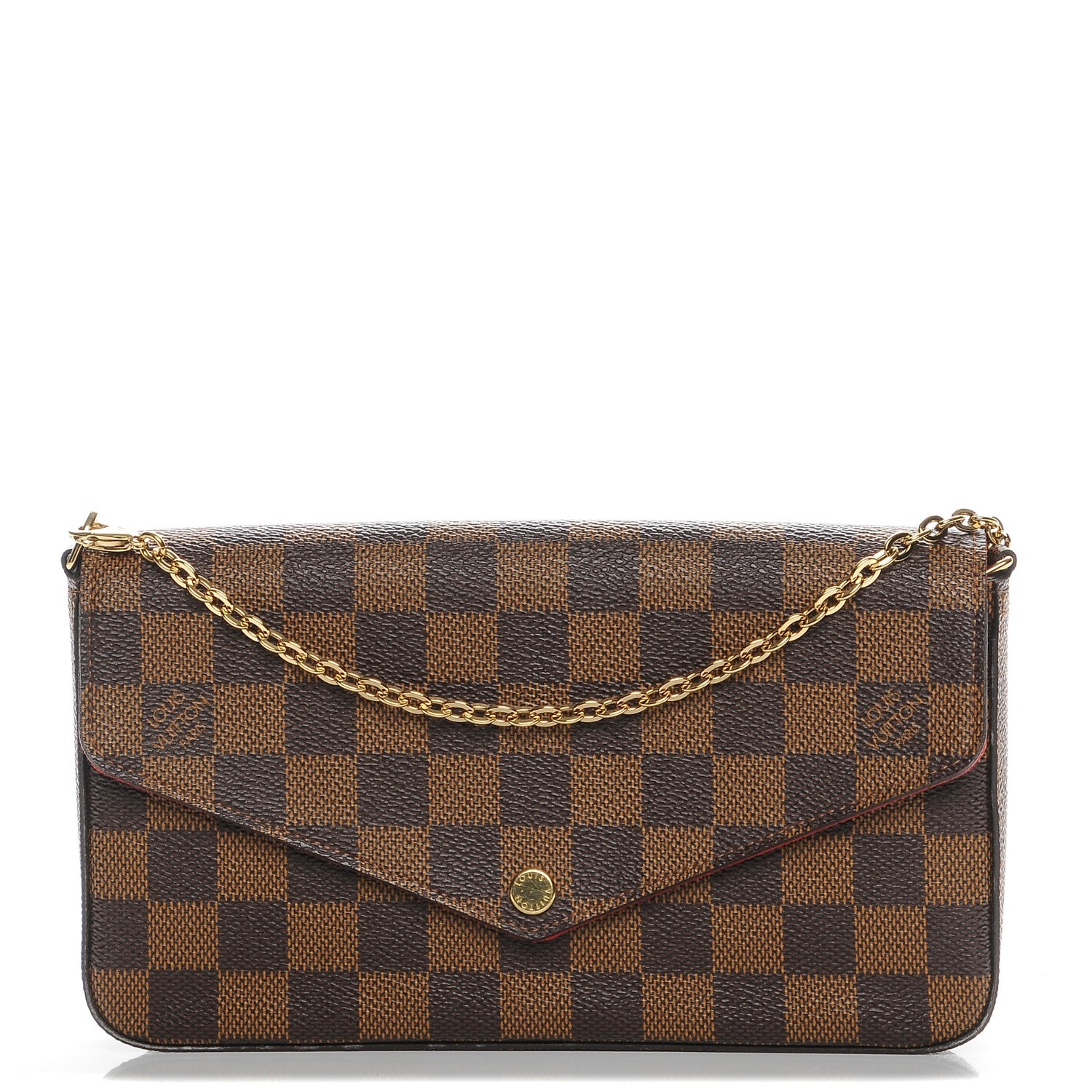 Louis Vuitton Damier Ebene Pochette Felicie Chain Wallet 1 of 9
