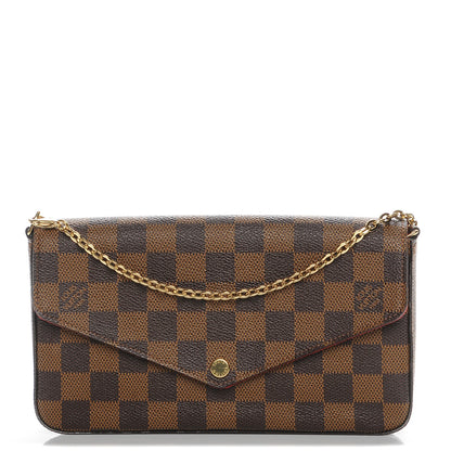 Louis Vuitton Damier Ebene Pochette Felicie Chain Wallet 1 of 9