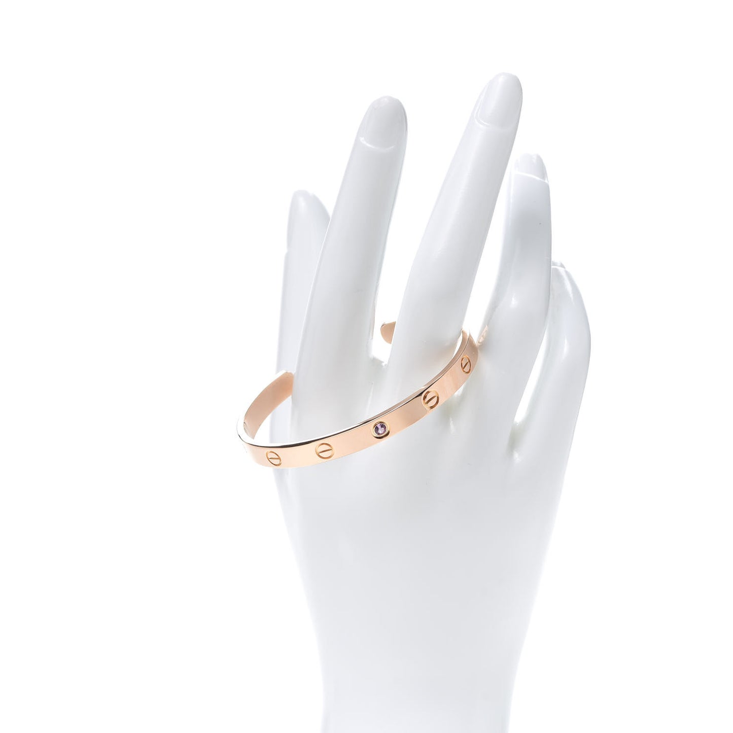 18K Pink Gold Pink Sapphire LOVE Cuff Bracelet 17