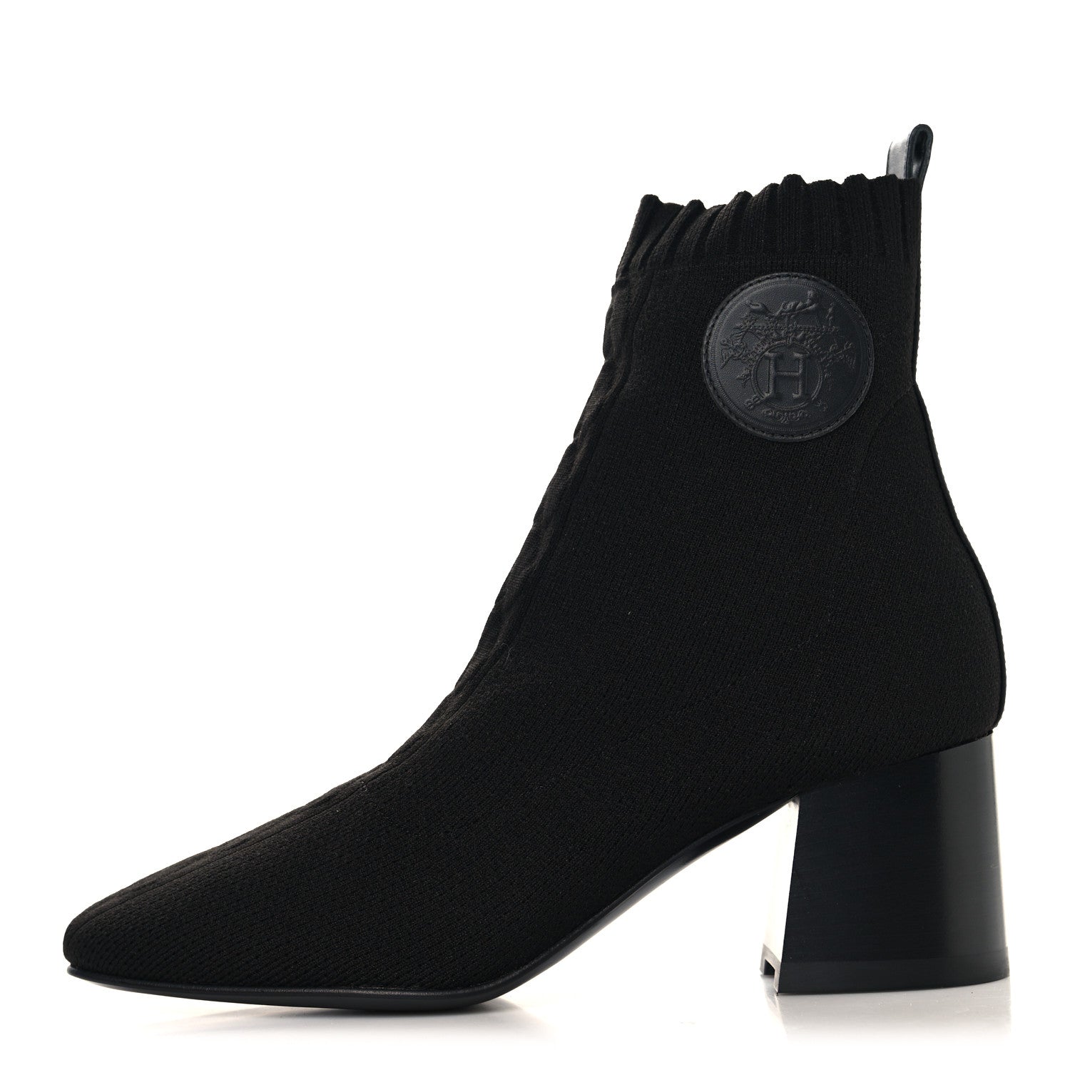 Hermes Knit Calfskin Jenna 60 Ankle Boots 36 Black 1 of 7