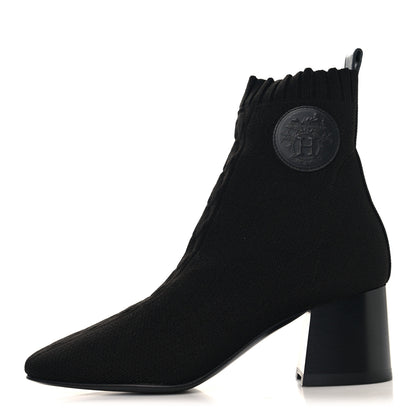 Hermes Knit Calfskin Jenna 60 Ankle Boots 36 Black 1 of 7