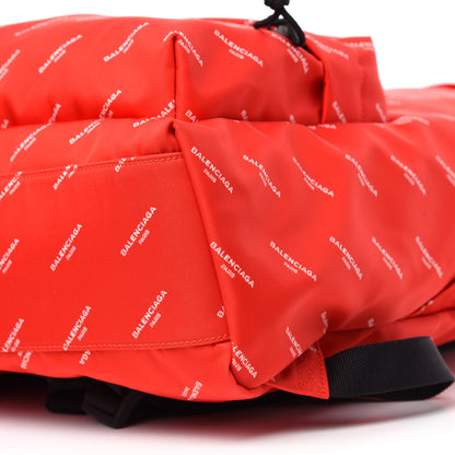 Balenciaga Twill Nylon Allover Logo Print Explorer Backpack Rouge Vermillion White 7 of 10