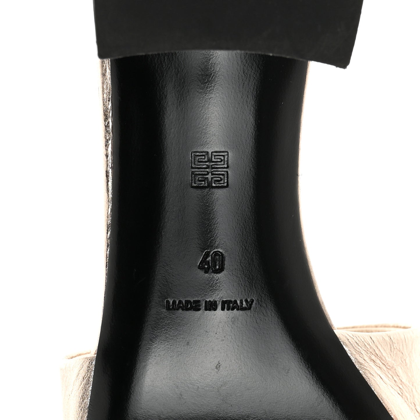 Laminated Calfskin 4G Logo Mule Sandals 40 Dusty Golden