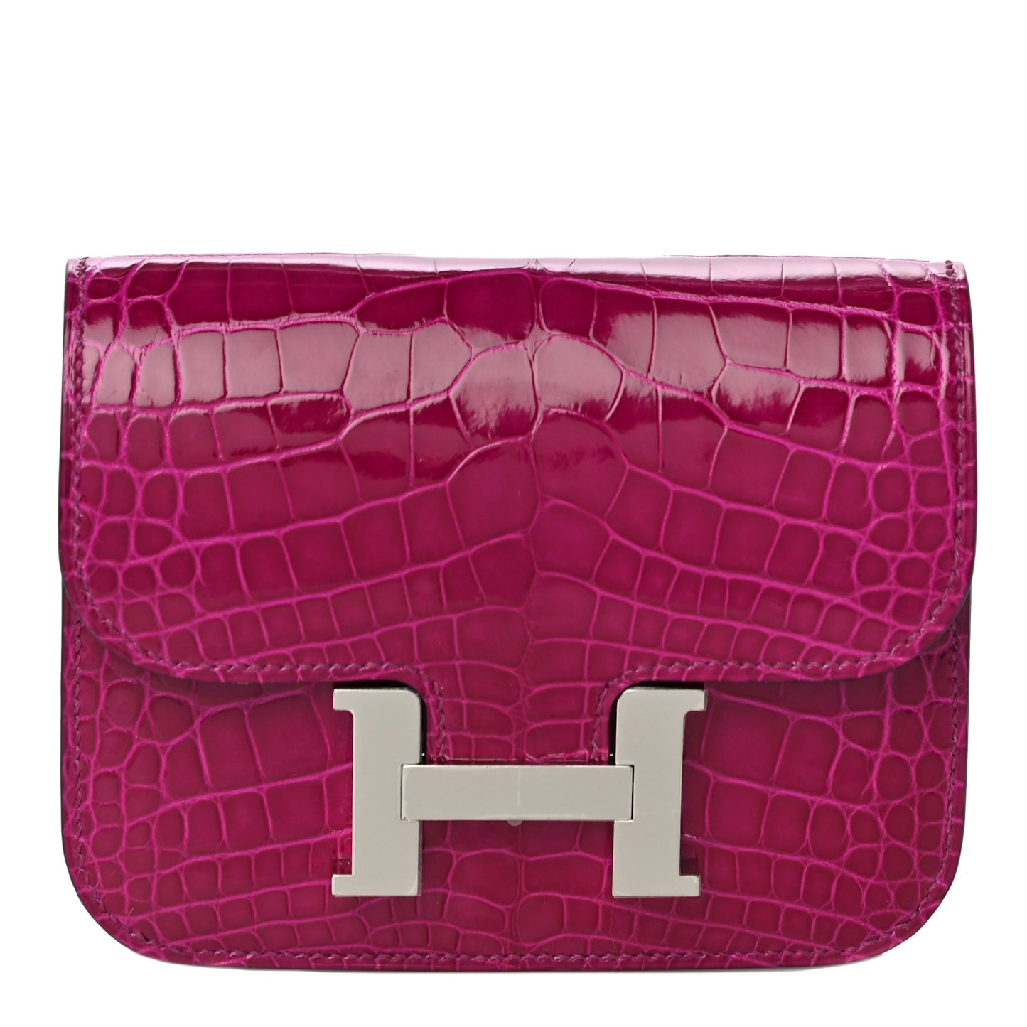 Shiny Alligator Constance Slim Wallet Rose Scheherazade