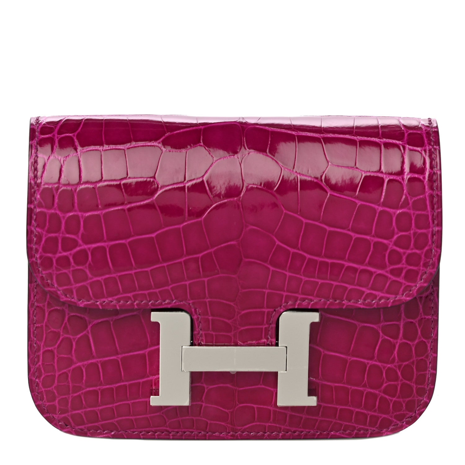 Hermes Shiny Alligator Constance Slim Wallet Rose Scheherazade 1 of 12