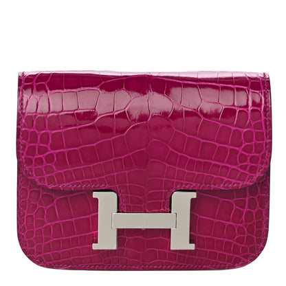 Hermes Shiny Alligator Constance Slim Wallet Rose Scheherazade 1 of 12