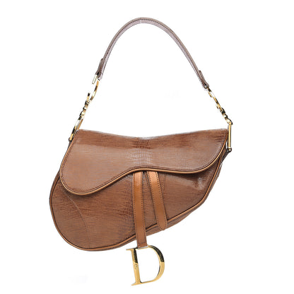 Christian Dior Lizard Saddle Bag Brown 1 of 9