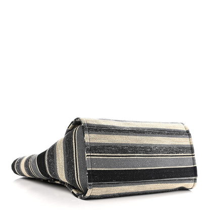 Chanel Striped Canvas Medium Deauville Tote Black 3 of 9