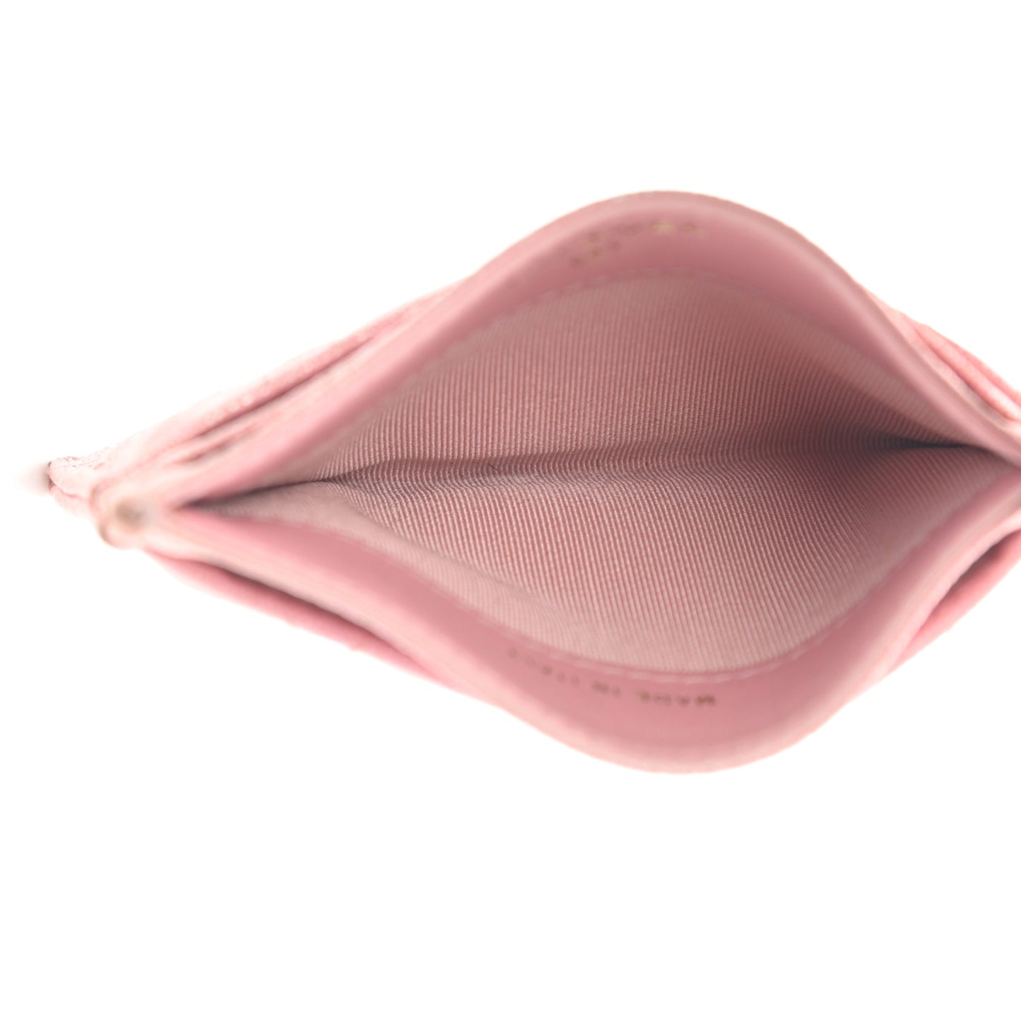 Iridescent Caviar Quilted Card Holder Pink