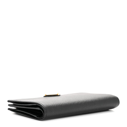 Prada Saffiano Triangle Continental Zip Wallet Black 4 of 8