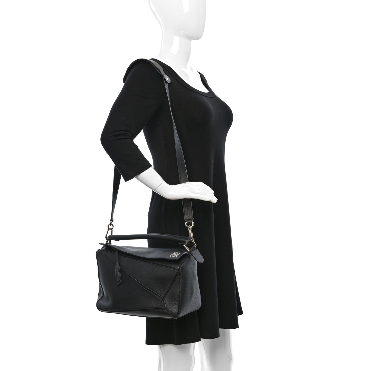 Calfskin Medium Puzzle Bag Black