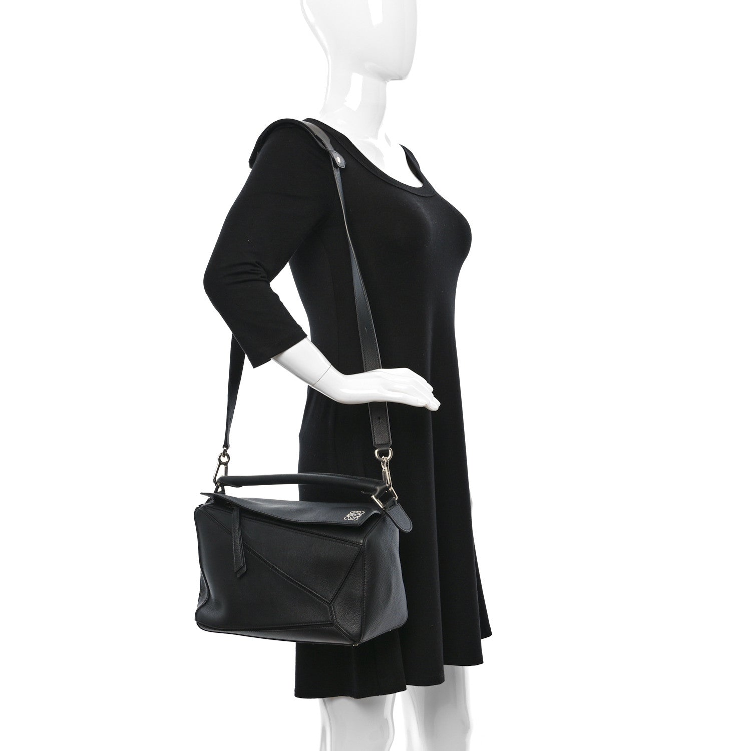 Loewe Calfskin Medium Puzzle Bag Black 2 of 8