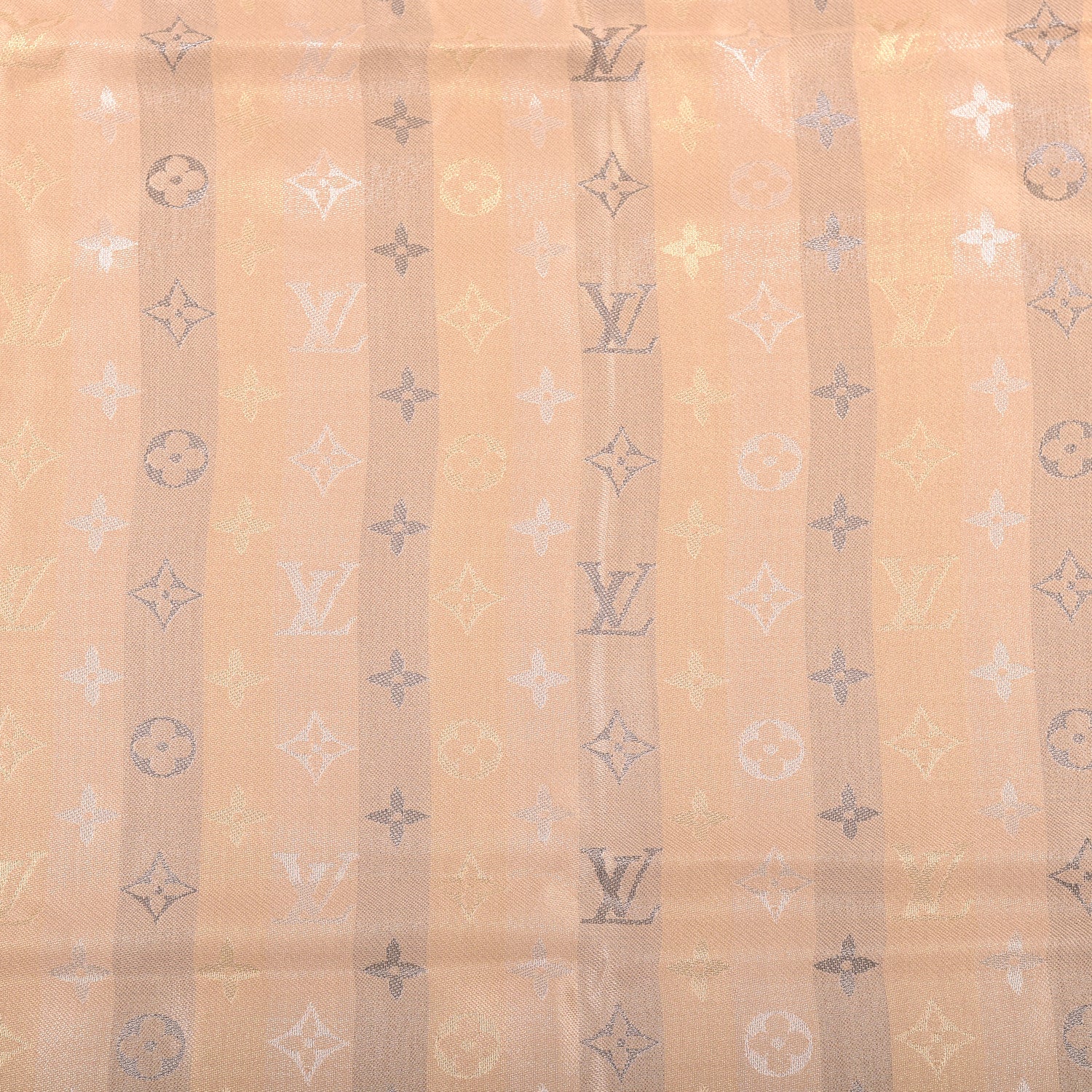 Louis Vuitton Silk Lurex Wool So Shine Monogram Shawl Beige 2 of 5