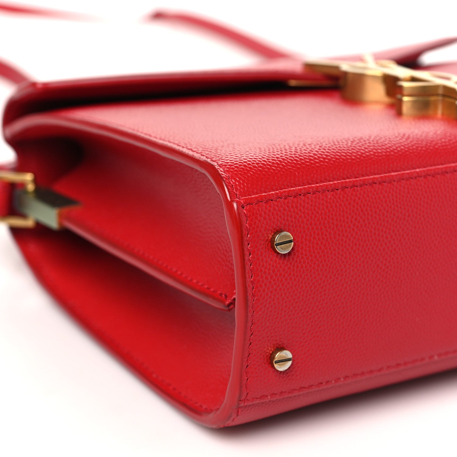Saint Laurent Grain de Poudre Mini Classic Monogram Cassandra Top Handle Red 8 of 9