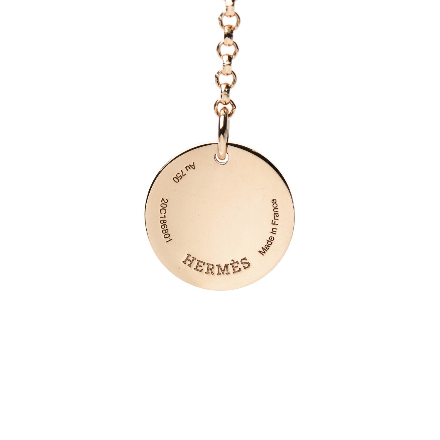 Hermes 18K Rose Gold Diamond PM Ex-Libris Pendant Necklace 4 of 5