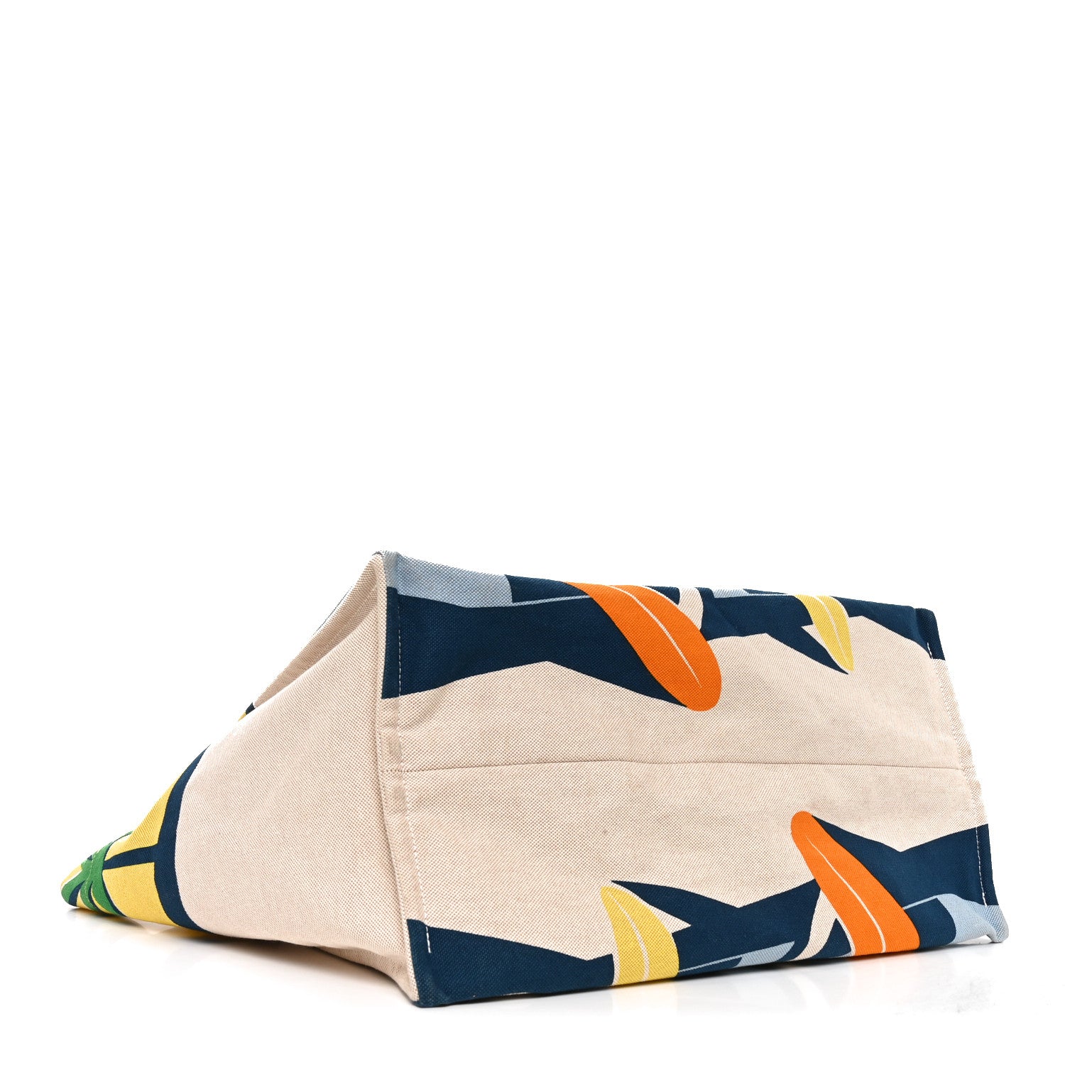Hermes Cotton Canvas Apres la Vague Beach Bag Jaune Bleu 4 of 10