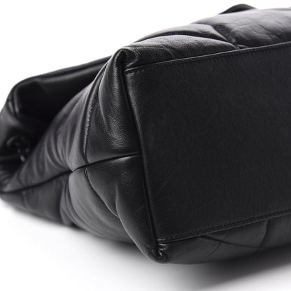 Saint Laurent Lambskin Quilted Medium Loulou Puffer Monogram Chain Satchel Black 6 of 11