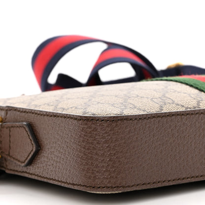 Gucci GG Supreme Monogram Textured Dollar Calfskin Web Ophidia Wristlet Shoulder Bag Beige Ebony New Acero 8 of 9