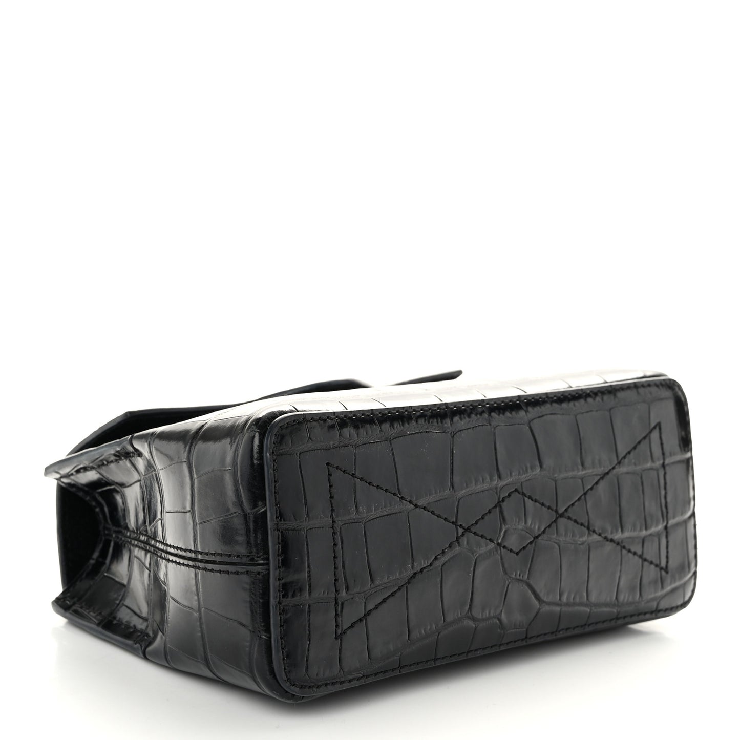 Calfskin Crocodile Embossed Micro Seaton Black