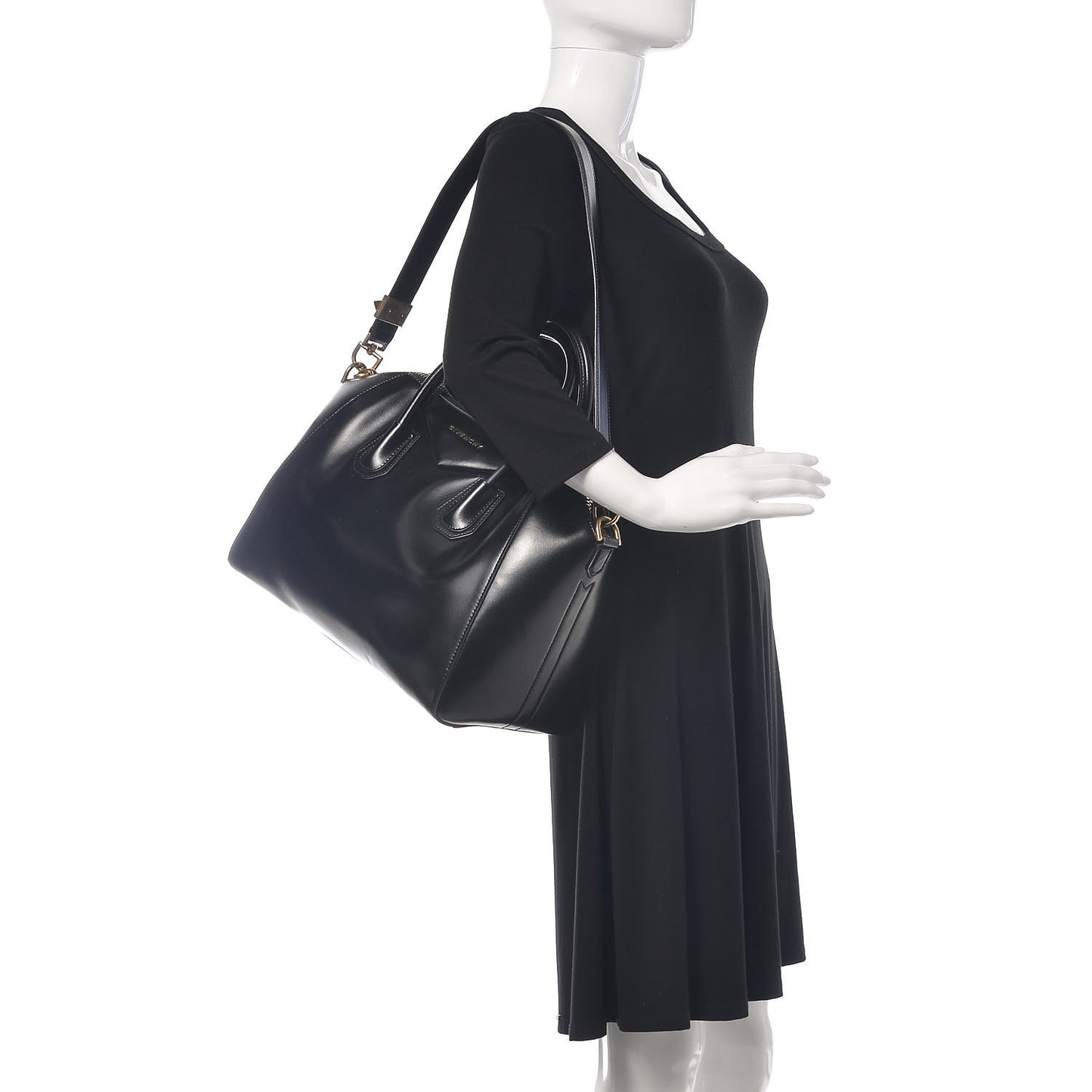 Shiny Lord Calfskin Medium Antigona Black