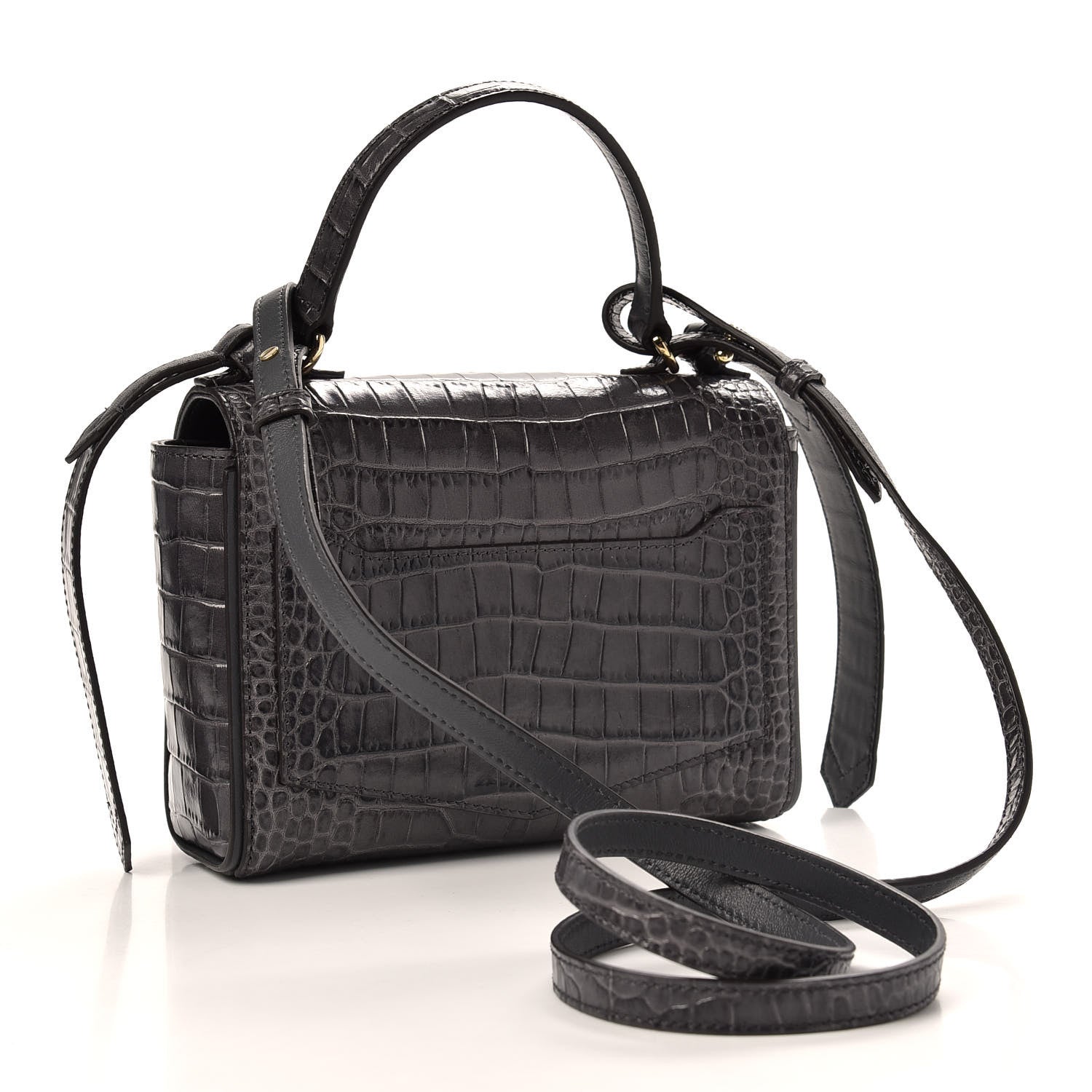 Givenchy Calfskin Crocodile Embossed Eden Mini Top Handle Storm Grey 3 of 8