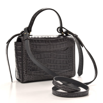 Givenchy Calfskin Crocodile Embossed Eden Mini Top Handle Storm Grey 3 of 8