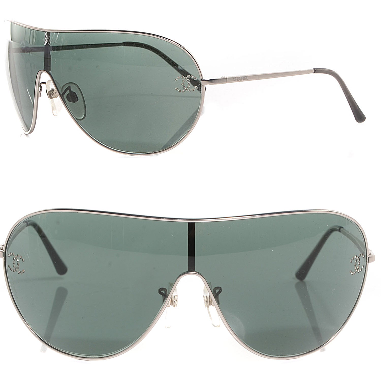 Chanel Crystal CC Logo Sunglasses 4122-B Silver 1 of 7