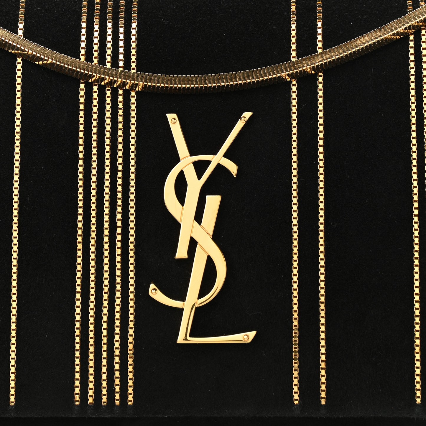 Suede Small Classic Monogram Kate Chain Satchel Black