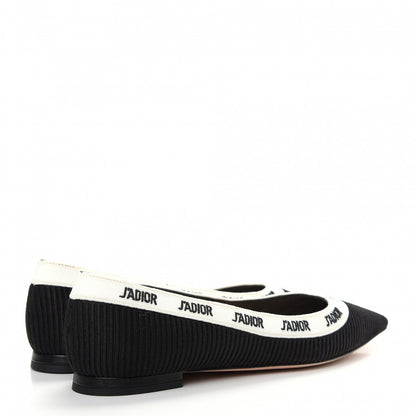 Christian Dior Fabric Ribbon Embroidered J'Adior Ballet Flats 36.5 Black 4 of 11